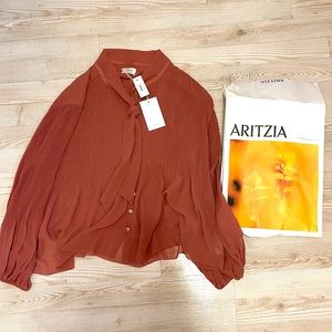 NWT Aritzia Warm Sienna Red Blouse